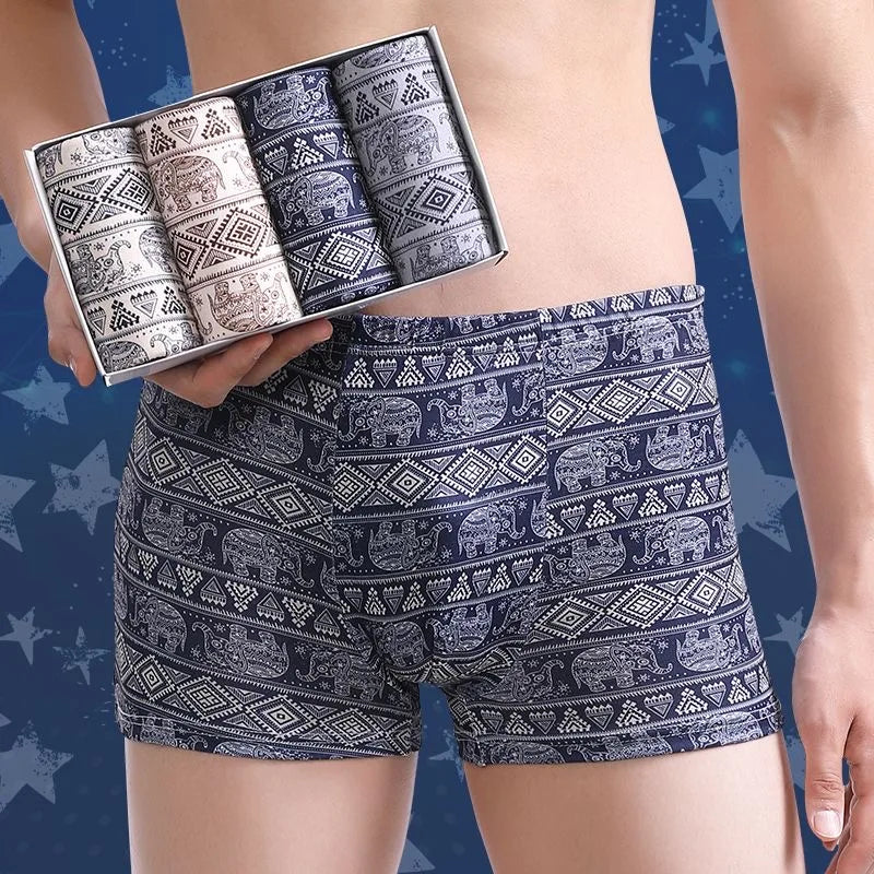 NEW Men's Panties 4pcs/Lot  Male Underpants Man Pack Shorts Boxers Underwear Fashion Sexy Mens Boxer Ultrathin Large Size L-4XL