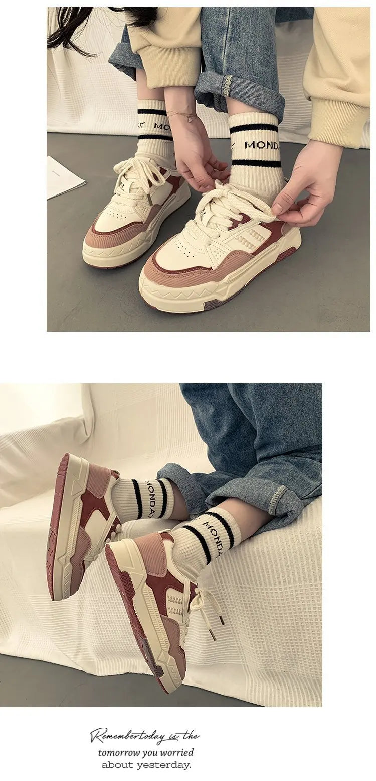 Fashion Small White Shoes Women New Spring and Autumn Leisure Sports Shoes Girls with Thick Soles Low Top Board Shoes