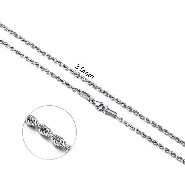 925 Sterling Silver 2/3/4MM 16-24 Inches Rope Chain Necklace For Men Women Fashion Punk Wedding Party Gifts Jewelry