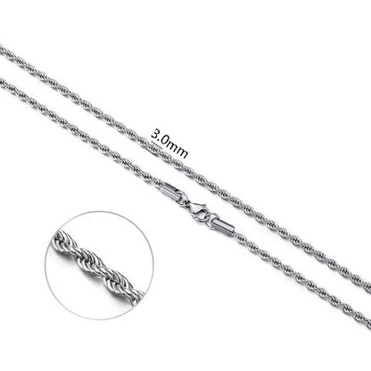 925 Sterling Silver 2/3/4MM 16-24 Inches Rope Chain Necklace For Men Women Fashion Punk Wedding Party Gifts Jewelry