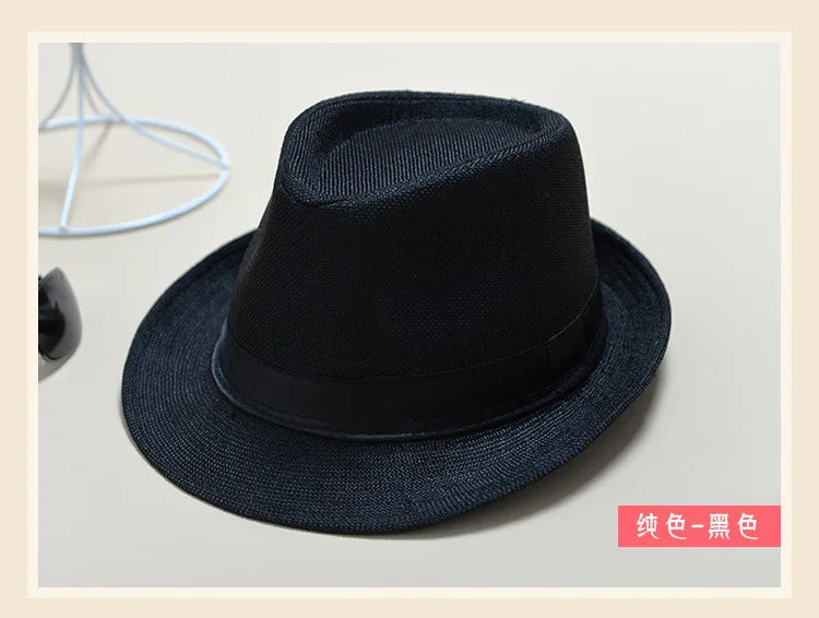 Summer Fedora Hat for Men Fashionable Elegant Vintage Black Women White Red Brim 1920s Panama Top Jazz Beach Unisex Classic Cap