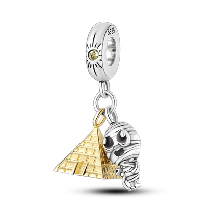 Pyramid Mum Dangle Charm Fit Bangle Bracelet 925 Sterling Silver Cleopatra Pharaoh Charms Beads Pendant Silver Original Jewelry