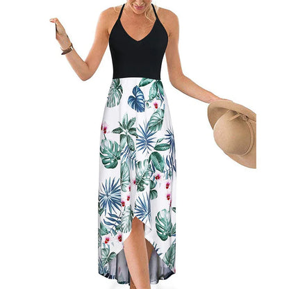 Casual Printed Summer Long Dresses For Women 2023 Elegant Pretty Slim Women's Sexy Backless Dresses Vintage Female Clothing