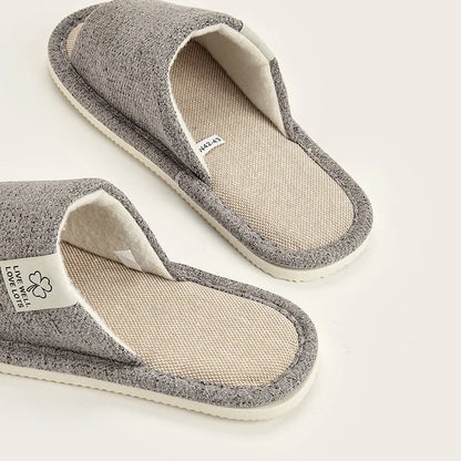 NEW Home Linen Slippers For Men In Spring&Autumn Comfortable Bedroom Open-toed&Breathable Slippers Men's & Women's Shoes Summer