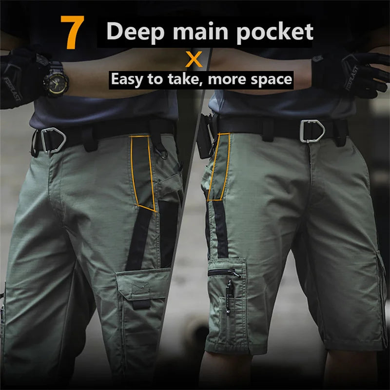 Men's Summer Casual Tactical Shorts Waterproof Military Cargo Shorts Quick Dry Multi-pocket Male Outwear Hiking Training Shorts