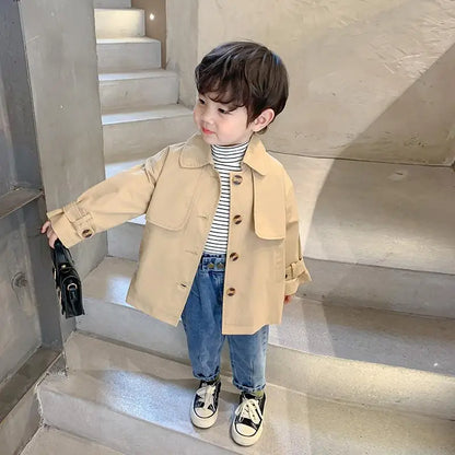 Baby Boys Fashion Long Trench Coats Jackets Kids Casual Elegant Cotton Jackets Overcoats Children Clothes