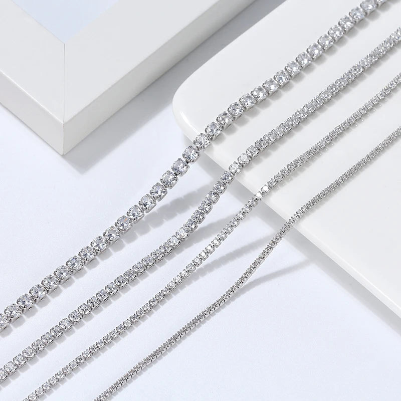 ORSA JEWELS 2mm 3mm 4mm 5mm Full Tennis Necklace Genuine 925 Sterling Silver 8A Clear CZ Cubic Zirconia Neck Chain Lobster Clasp