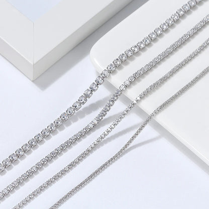 ORSA JEWELS 2mm 3mm 4mm 5mm Full Tennis Necklace Genuine 925 Sterling Silver 8A Clear CZ Cubic Zirconia Neck Chain Lobster Clasp