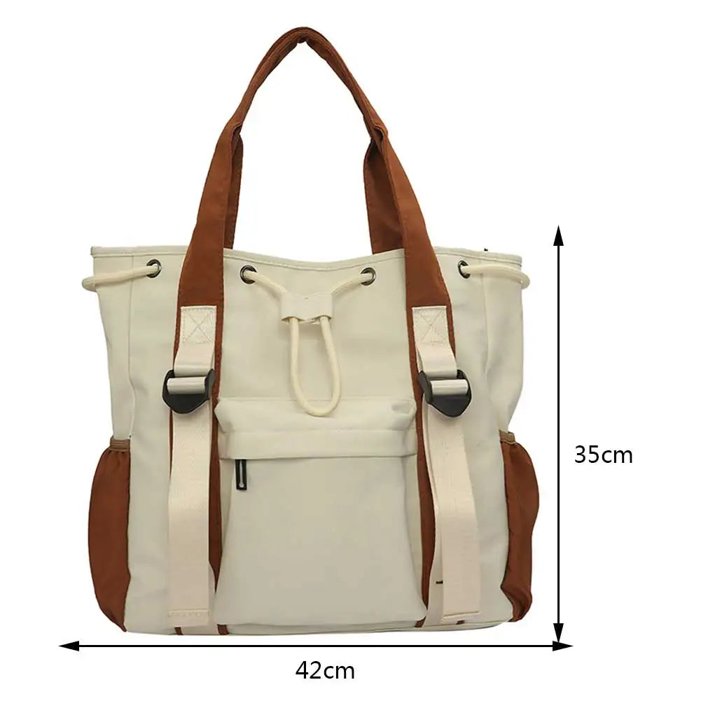 Nylon Shoulder Crossbody Bags Casual Ladies Handbags Student Bag Large-capacity Crossbody Bag Multi-pocket Drawstring Tote Bag