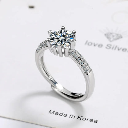 925 Sterling Silver Ring Sparkly Zircon Adjustable Simplicity Fashion Exquisite Women Jewelry Accessories Wedding Party Gift