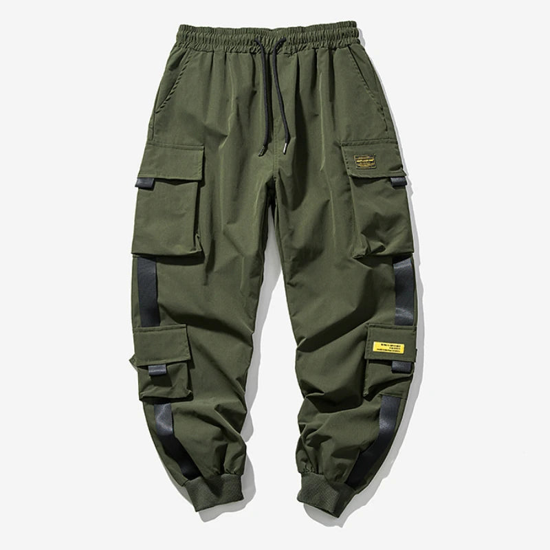 New Joggers Cargo Pants for Men Casual Hip Hop Pocket Male Trousers Sweatpants Streetwear Ribbons Techwear Pants