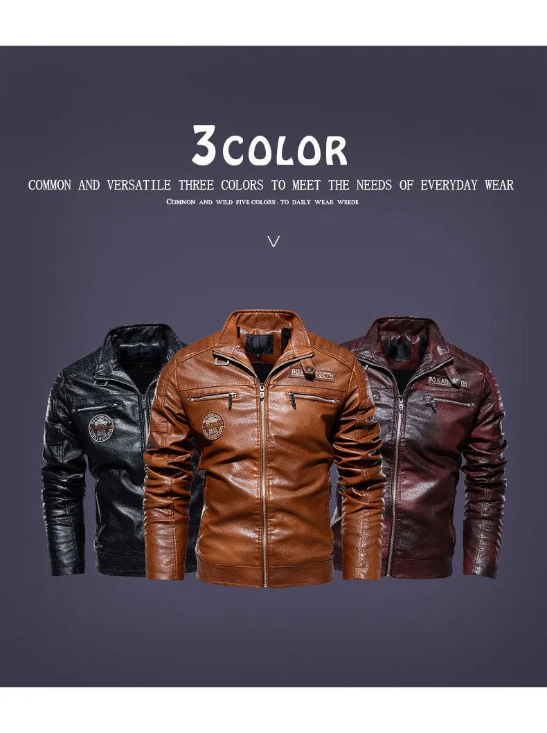 New Men's Autumn And Winter Men High Quality Fashion Coat PU Leather Jacket Motorcycle Style Casual Jackets Black Warm Overcoat