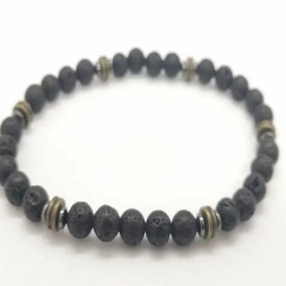 Men's Black Onyx Round Bead & Arrow Stone Bead Yoga Bracelet