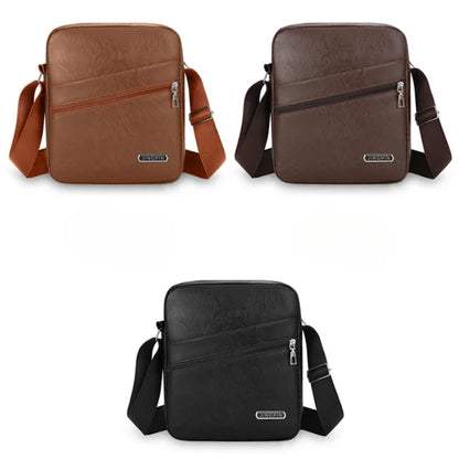 Men‘s PU Shoulder Bag Messenger Bag Casual Waterproof Nylon Zipper Pocket Handbag Fashion Tote Travel Male Crossbody Bags