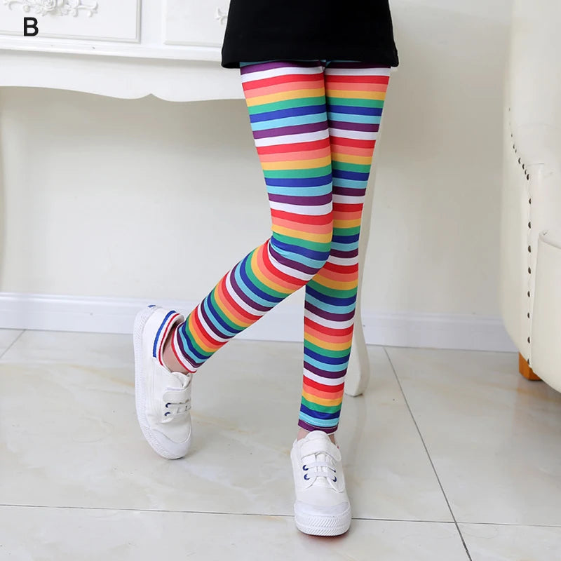 Girls Leggings Ice Cream Elastic Floral Stretch Pants Children Student Yoga Running Pants Soft Skinny Trousers Teenage 2-13Yrs