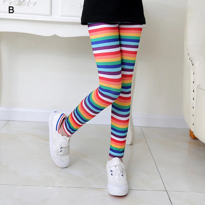 Girls Leggings Ice Cream Elastic Floral Stretch Pants Children Student Yoga Running Pants Soft Skinny Trousers Teenage 2-13Yrs