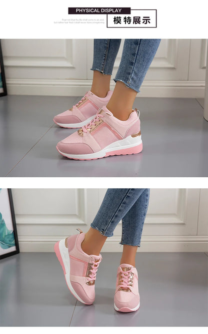 Shoes Woman 2024 Trend Summer Wedge Platform Casual Shoes Women Lace Up Sports Shoes Woman Non Slip Breathable Sneaker