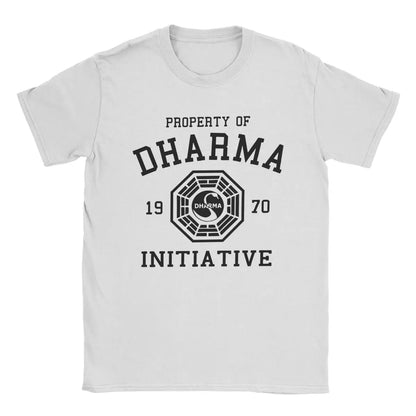 Men's Dharma Initiative T Shirts 1977 Tv Show Lost Cotton Clothes Novelty Short Sleeve Round Collar Tee Shirt Big Size T-Shirt