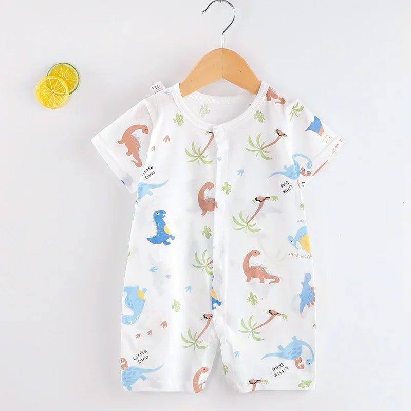 Newborn Boy Girl Summer Cotton Clothes Baby Short-Sleeved Thin Romper Thin Pajamas Cartoon Playsuit Outfits Toddler Bodysuit