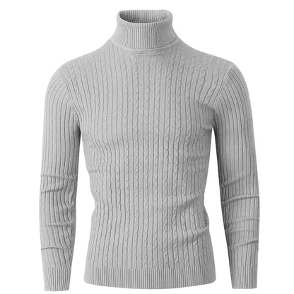 Autumn Men's Long Sleeve Knitted Sweater Winter Warm Turtleneck Pullovers Breathable Streetwear Solid Color Knitted Sweater Men