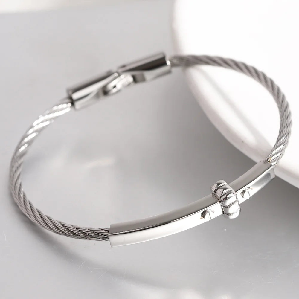 Stainless steel round cable bracelet high quality steel wire Bolt buckle women's bracelet jewelry