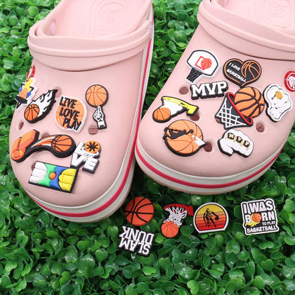 21PCS Basketball Sports Designer Style Shoes Charms Silicone Shoe Accessories Wristband Hole Slipper Decor Kids X-mas Gifts