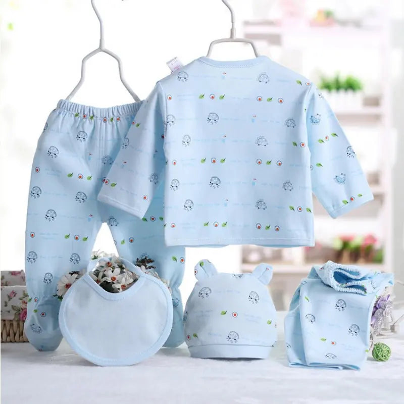 5pcs/Set 0-3 Months Newborn Baby Clothing Set Cotton Cartoon Baby Boys Girls Clothes Cotton Cartoon Clothing Suits