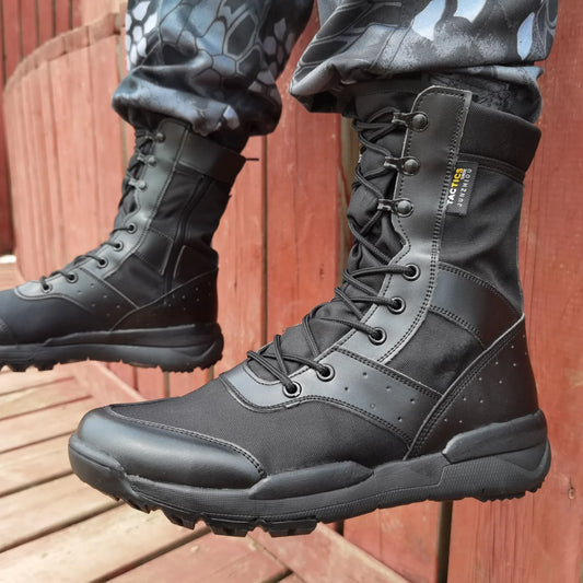 Light Men Combat Ankle Boots Waterproof Lace Up Tactical Boot Fashion Mesh Motorcycle Boots Men's Work Shoes 47 48