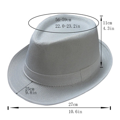 Summer Fedora Hat for Men Fashionable Elegant Vintage Black Women White Red Brim 1920s Panama Top Jazz Beach Unisex Classic Cap