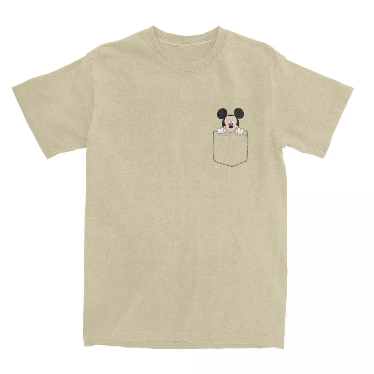 Mickey Mouse Pocket T-Shirt Men Women Cartoon Vintage 100% Cotton Tees Round Collar Short Sleeve T Shirts Original Clothing