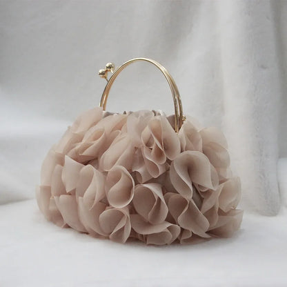 Luxury Satin Floral Bride Party Evening Clutch Bag Women Wedding Purses and Handbags Small Shoulder Chain Bag Designer Bag