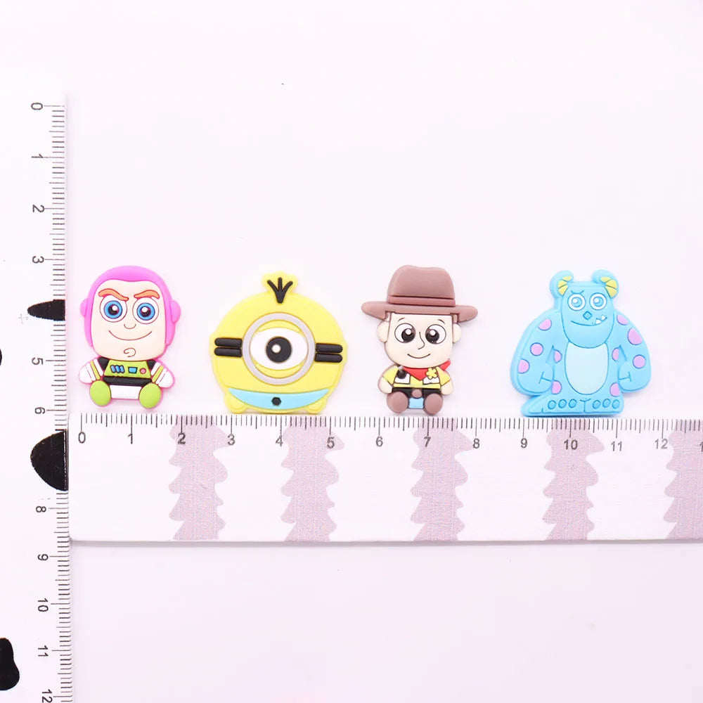 1-8PCS Miniso Disney Cartoon Toy Story Minions Monsters, Inc PVC Shoe Charms Garden Shoes Ornaments Slipper Accessories Kid Gift