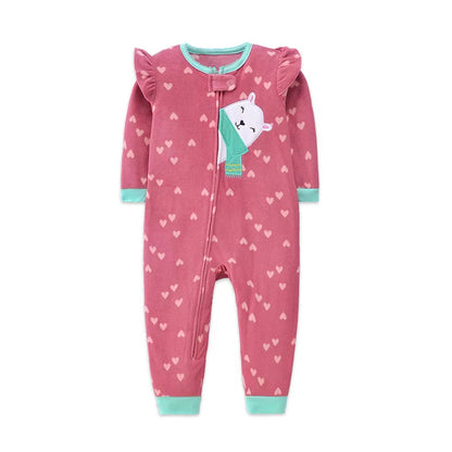 Baby Clothes Spring Autumn Warm Rompers Infant Boy Girl Indoor Pajamas Zipper Fleece Babe Animal Jumpsuit Clothing 9 -24 Months