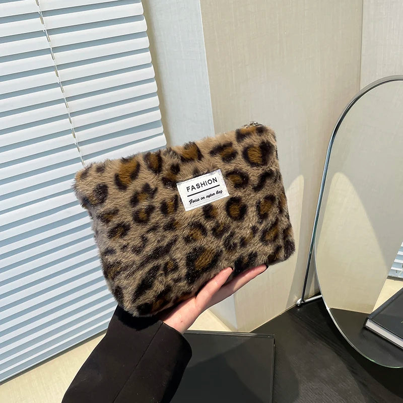 Leopard Print Retro Makeup Bag Large Capacity Cosmetic Bag Fashion Portable Storage Ba Travel Toiletry Bag