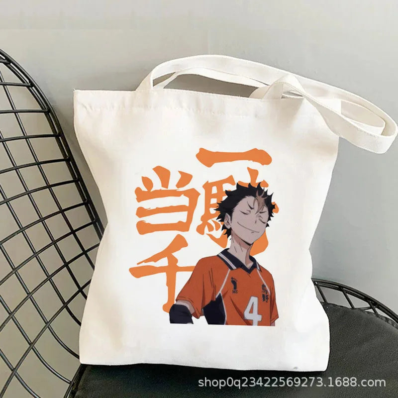 Anime Haikyuu Printed Canvas Bag Original Night One Shoulder Student Fashion Handbag in Stock