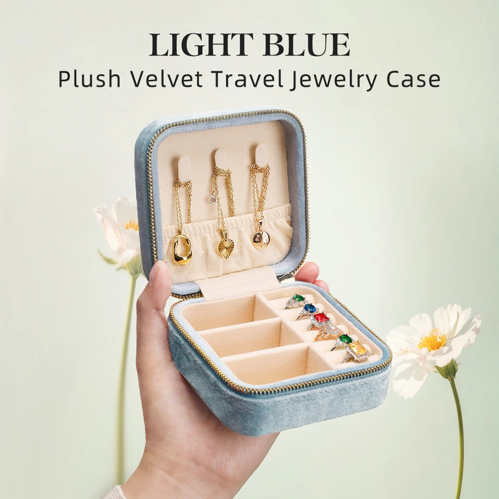 TAIMY High Quality Velvet Mini Travel Portable Girl Kawaii Custom Logo Jewelry Box Suede Jewellery Boxes Organizer