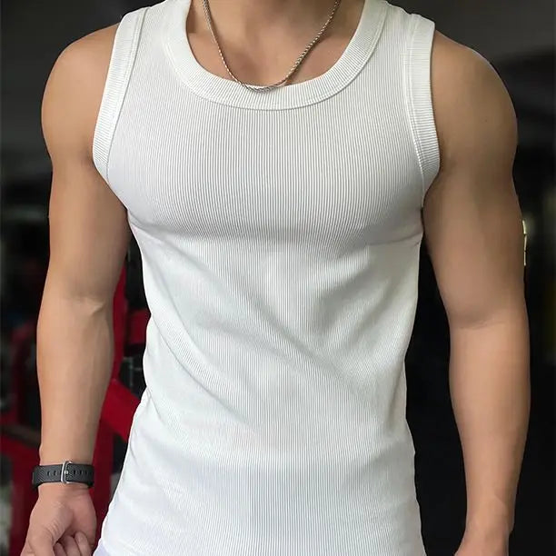 New Men's Casual Tank Top Summer Fitness Training Elastic Base Layer 2024 Sleeveless Sports Vest bodybuilding gym t shirt men