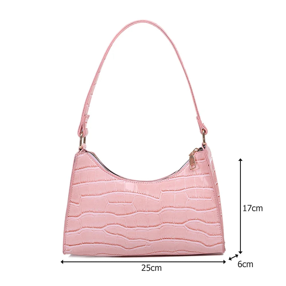 Crocodile Pattern PU Leather Shoulder Bag Female Fashion Underarm Bag Retro Casual Armpit Bag Women Tote Small Clutch Handbags