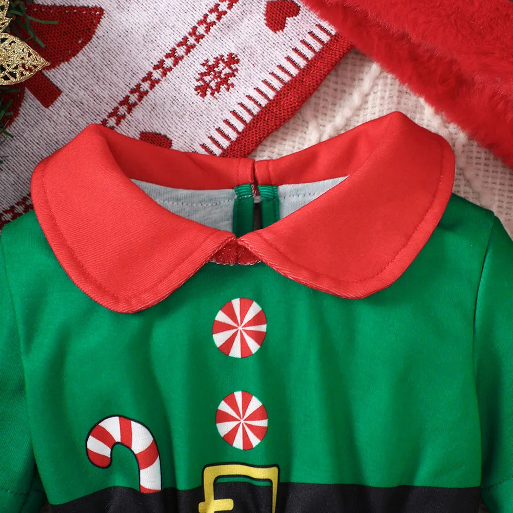 2pcs Christmas Bodysuit for newborn Stripe Long Sleeve Christmas print Bodysuit with Santa hat Baby outfit set