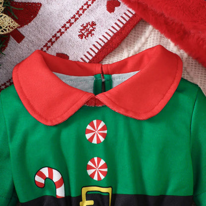 2pcs Christmas Bodysuit for newborn Stripe Long Sleeve Christmas print Bodysuit with Santa hat Baby outfit set