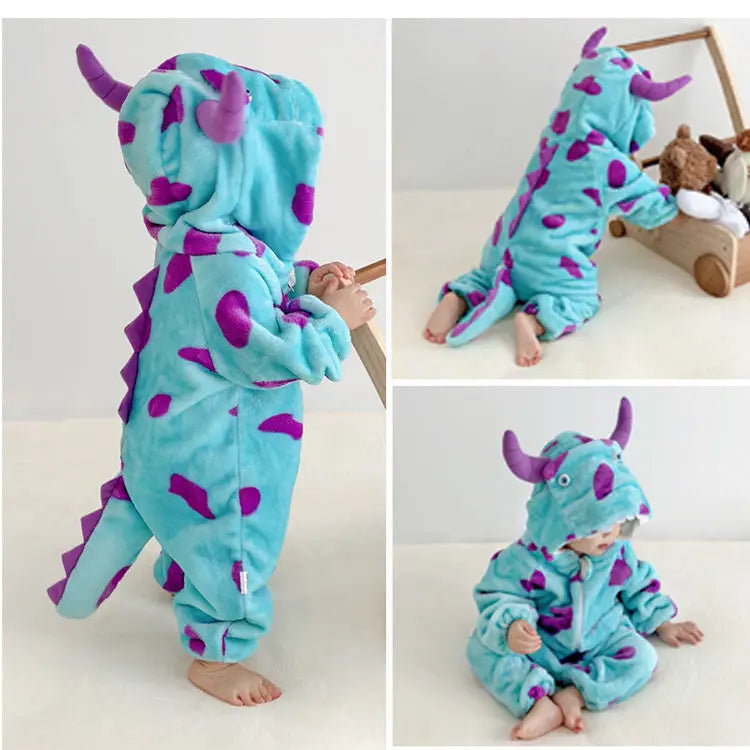 Newborn Baby Clothes Spring and Autumn Jumpsuit Flannel Warm Cute Super Cute Going Out Clothes Children's Home Clothes