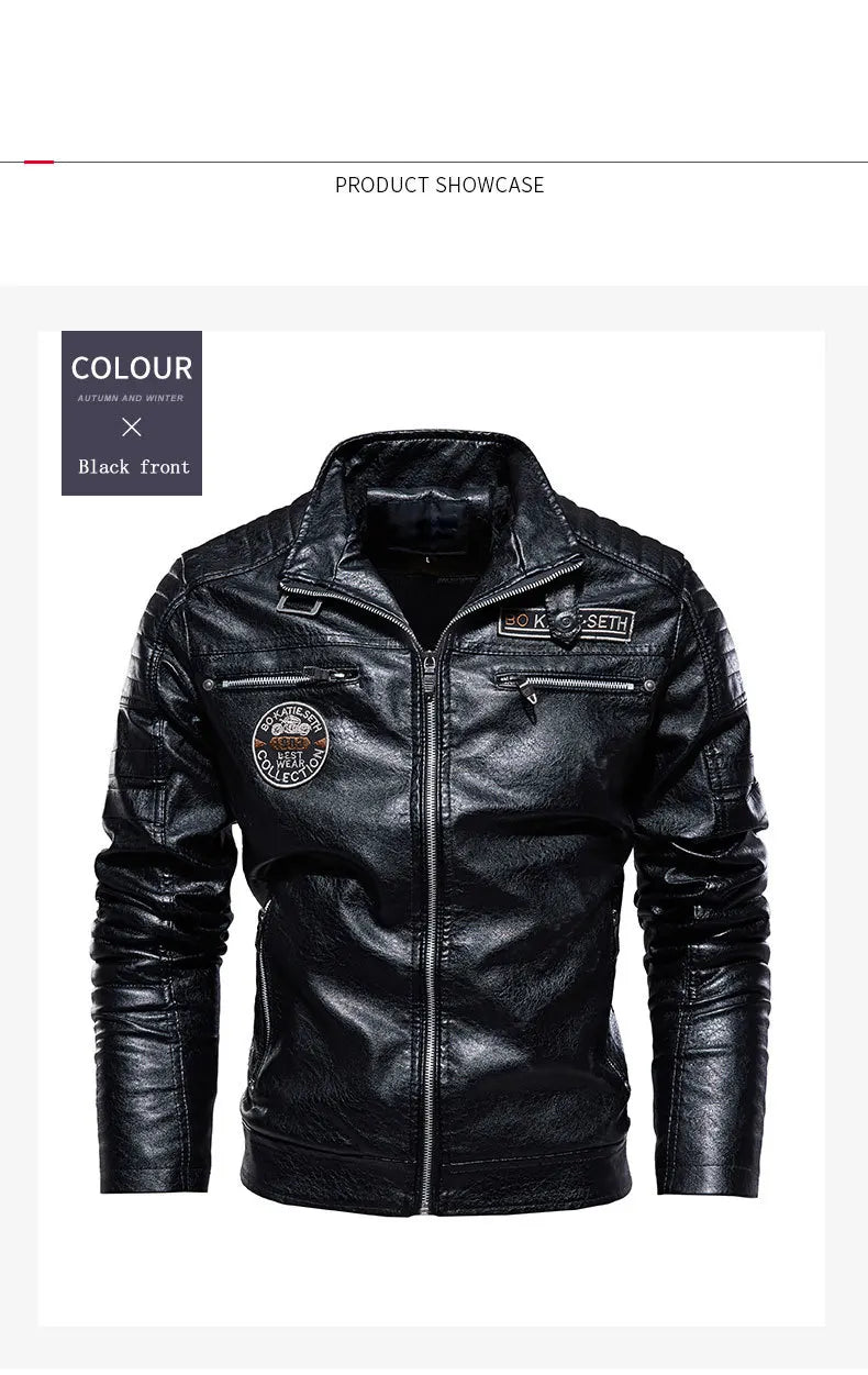 New Men's Autumn And Winter Men High Quality Fashion Coat PU Leather Jacket Motorcycle Style Casual Jackets Black Warm Overcoat