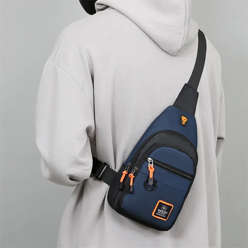 Casual Men Chest Bag Nylon Small Shoulder Bag Running Cycling Belt Sling Bag Outdoor Sport Crossbody Bag Travel Phone Pouch Bag