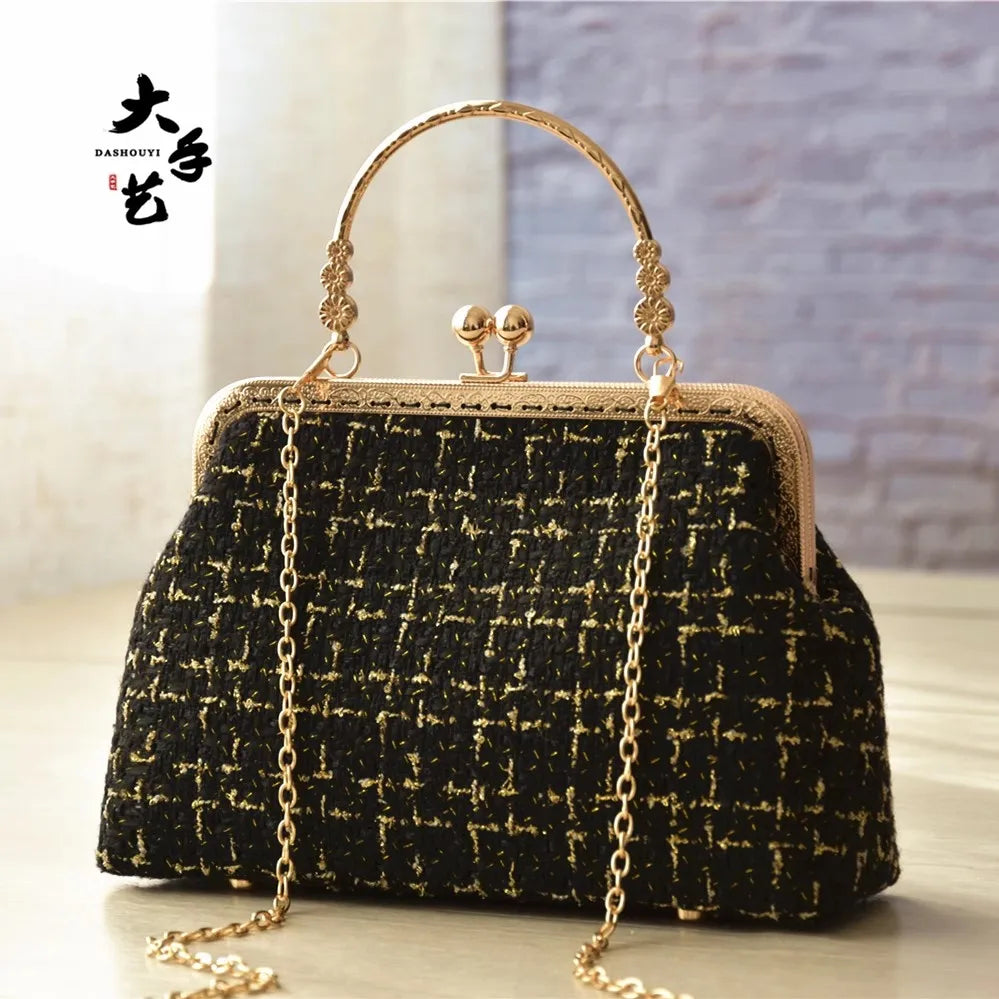 Vintage Designer Top Handel Bags Chain Strap Women Shoulder Crossbody Bag Lock Shell Elegant Fringe Bags Women's Handbags Purses