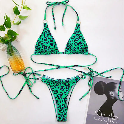 2025 Sexy Wrap Around String Thong Bikini Female Swimsuit Women Swimwear Two-pieces Bikini set Bather Bathing Suit Swim V1677