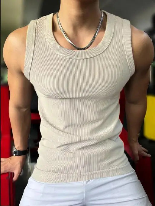 New Men's Casual Tank Top Summer Fitness Training Elastic Base Layer 2024 Sleeveless Sports Vest bodybuilding gym t shirt men