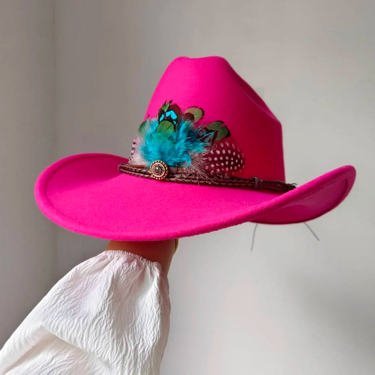 New 9CM Wide Brim Western Cowboy Hat For Men's Vintage Fascinator Cowgirl Jazz Hat Cloche Church Caps Sombrero Hombre