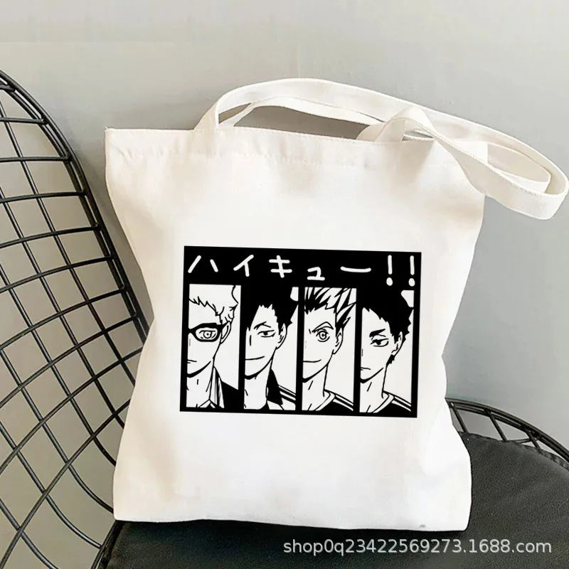 Anime Haikyuu Printed Canvas Bag Original Night One Shoulder Student Fashion Handbag in Stock