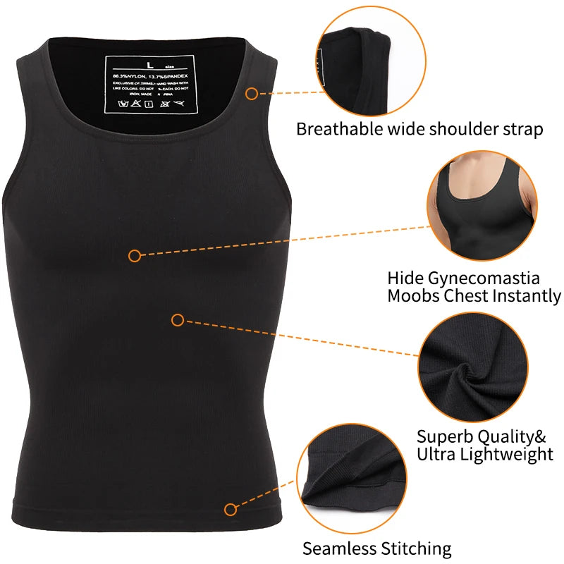 Men Slimming Body Shapewear Vest Tummy Abdomen Corrector Compression Waist Cincher Corset Fat Burner Body Shapewear