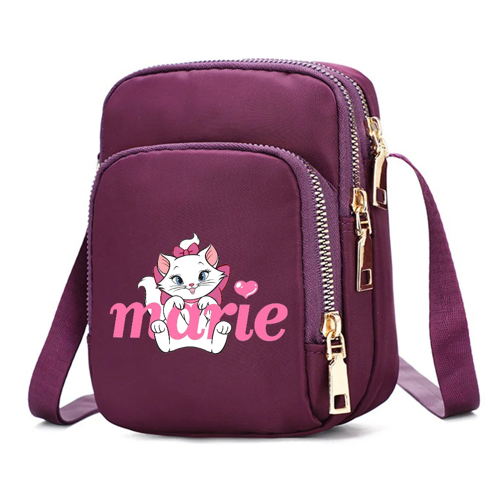 The Aristocats Marie Cat Women Shoulder Bags Cell Phone Purse Crossbody Shoulder Strap Handbag Female Girls Bags Causal Bag Gift